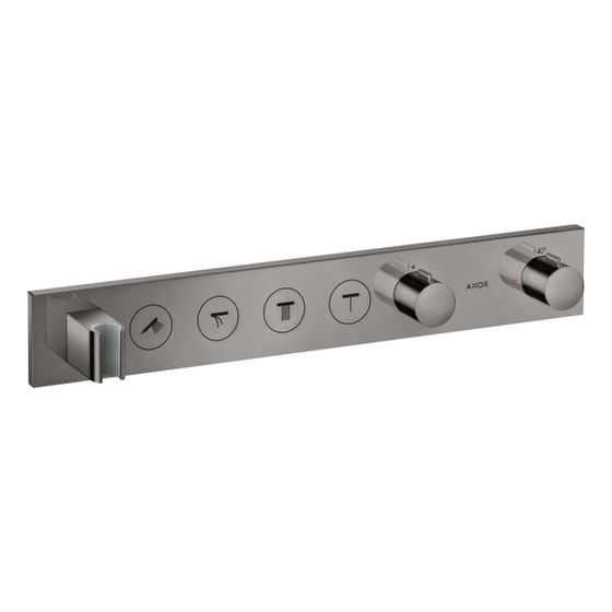 Hansgrohe AXOR ShowerSolutions Thermostatmodul Select 600x90mm, Unterputz für 4 Verbraucher, Polished Black Chrome