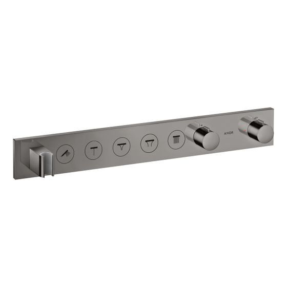 Hansgrohe AXOR ShowerSolutions Thermostatmodul Select 670x90mm, Unterputz für 5 Verbraucher, Polished Black Chrome