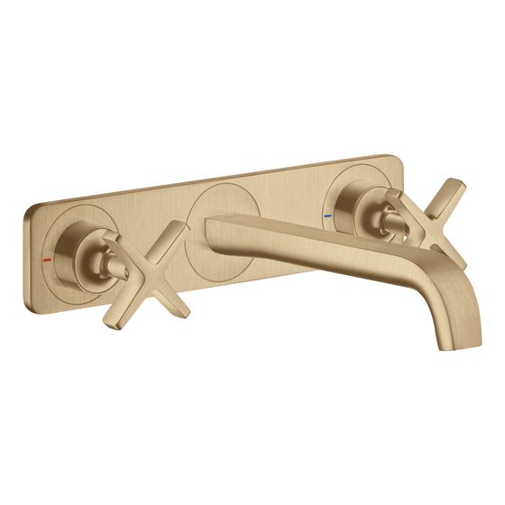 Hansgrohe AXOR Citterio E 3-Loch Waschtischarmatur Unterputz für Wandmontage, Auslauf 220mm, Platte, Brushed Bronze