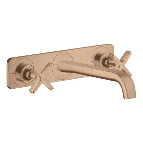 Hansgrohe AXOR Citterio E 3-Loch Waschtischarmatur Unterputz für Wandmontage, Auslauf 220mm, Platte, Brushed Red Gold