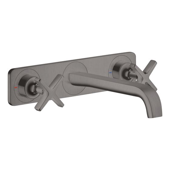 Hansgrohe AXOR Citterio E 3-Loch Waschtischarmatur Unterputz für Wandmontage, Auslauf 220mm, Platte, Brushed Black Chrome