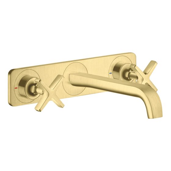 Hansgrohe AXOR Citterio E 3-Loch Waschtischarmatur Unterputz für Wandmontage, Auslauf 220mm, Platte, Brushed Brass