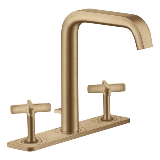 Hansgrohe AXOR Citterio E 3-Loch Waschtischarmatur ComfortZone 170, Platte, Zugstangen-Ablaufgarnitur, Brushed Bronze