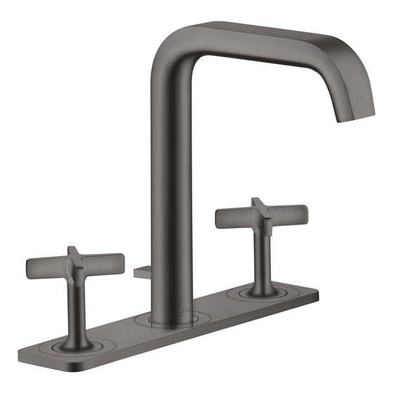 Hansgrohe AXOR Citterio E 3-Loch Waschtischarmatur ComfortZone 170, Platte, Zugstangen-Ablaufgarnitur, Brushed Black Chrome