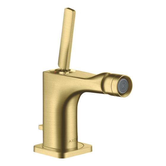 Hansgrohe AXOR Einhebel-Bidetmischer Citterio E, Pin-Griff, Zugstangen-Ablaufgarnitur, Brushed Brass