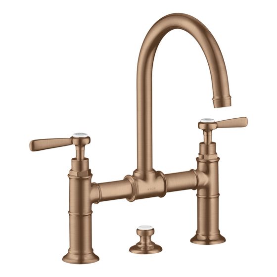 Hansgrohe AXOR Montreux 2-Griff Waschtischarmatur 220mm, 5l/min, Hebelgriff, Zugstangen-Ablaufgarnitur, Brushed Red Gold