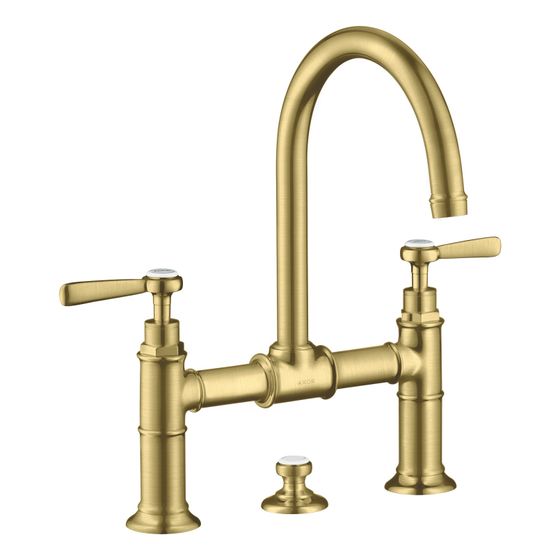 Hansgrohe AXOR Montreux 2-Griff Waschtischarmatur 220mm, 5l/min, Hebelgriff, Zugstangen-Ablaufgarnitur, Brushed Brass