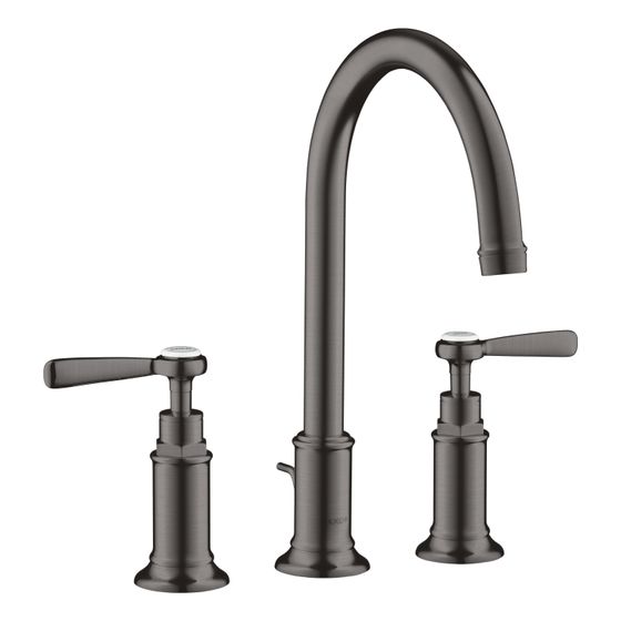 Hansgrohe AXOR Montreux 3-Loch Waschtischarmatur 180mm, 5l/min, Hebelgriff, Zugstangen-Ablaufgarnitur, Brushed Black Chrome