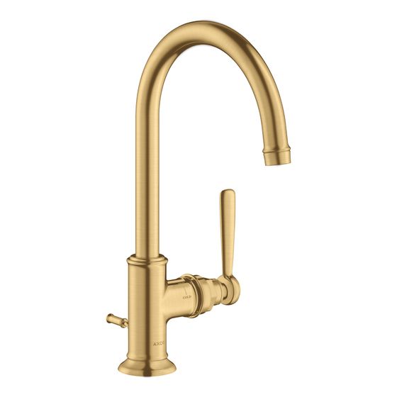 Hansgrohe AXOR Montreux Einhebel-Waschtischmischer 210mm, 5l/min, Hebelgriff, Zugstangen-Ablaufgarnitur, Brushed Gold Optic