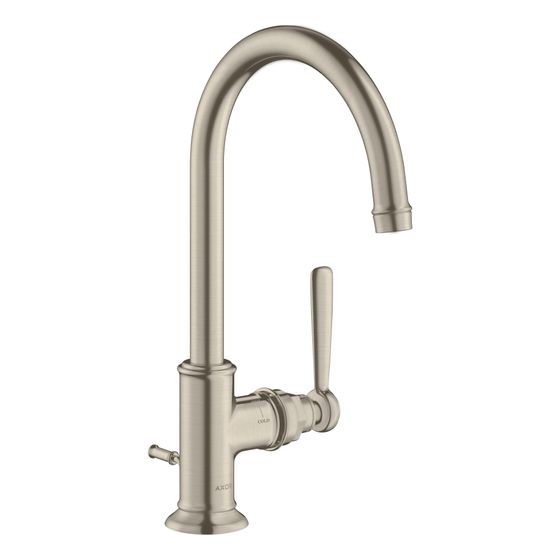 Hansgrohe AXOR Montreux Einhebel-Waschtischmischer 210mm, 5l/min, Hebelgriff, Zugstangen-Ablaufgarnitur, Brushed Nickel