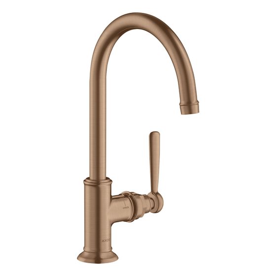Hansgrohe AXOR Montreux Einhebel-Waschtischmischer 210mm, 5l/min, Hebelgriff, Ablaufgarnitur, Brushed Red Gold