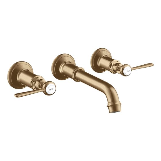 Hansgrohe AXOR Montreux 3-Loch Waschtischarmatur UP, 5l/min, für Wandmontage, Auslauf 165-225mm, Hebelgriff, Brushed Bronze
