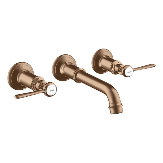 Hansgrohe AXOR Montreux 3-Loch Waschtischarmatur UP, 5l/min, für Wandmontage, Auslauf 165-225mm, Hebelgriff, Brushed Red Gold