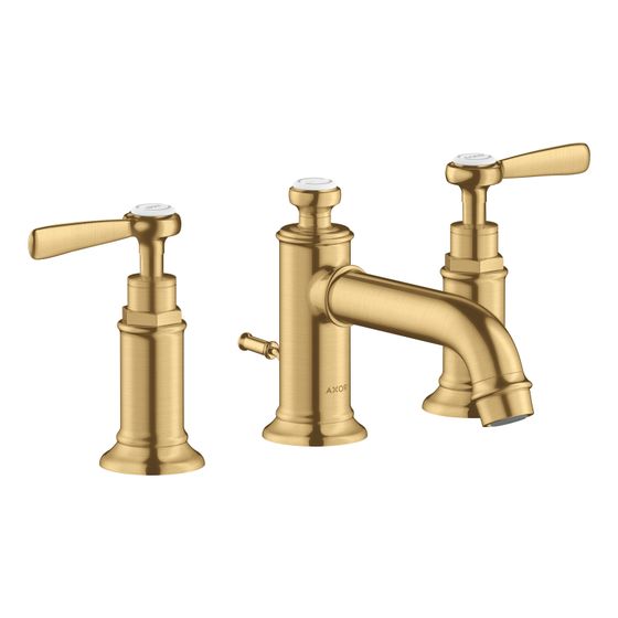 Hansgrohe AXOR Montreux 3-Loch Waschtischarmatur 30mm, 5l/min, Hebelgriff, Zugstangen-Ablaufgarnitur, Brushed Gold Optic