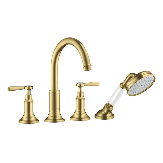 Hansgrohe AXOR Montreux 4-Loch Wannenrandarmatur, 20,5l/min, Hebelgriff, Brushed Brass