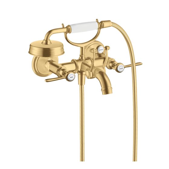 Hansgrohe AXOR Montreux 2-Griff Wannenarmatur Aufputz, 20l/min, Hebelgriff, Brushed Gold Optic