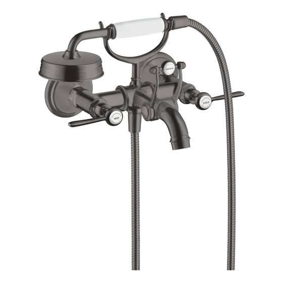 Hansgrohe AXOR Montreux 2-Griff Wannenarmatur Aufputz, 20l/min, Hebelgriff, Brushed Black Chrome