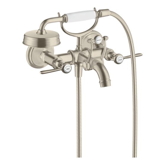 Hansgrohe AXOR Montreux 2-Griff Wannenarmatur Aufputz, 20l/min, Hebelgriff, Brushed Nickel
