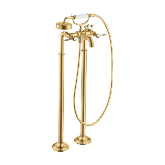 Hansgrohe AXOR Montreux 2-Griff Wannenarmatur bodenstehend, 19,5l/min, Hebelgriff, Brushed Gold Optic