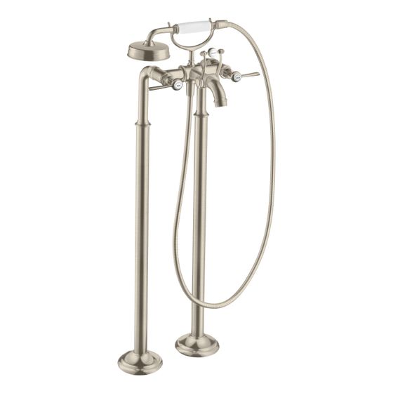 Hansgrohe AXOR Montreux 2-Griff Wannenarmatur bodenstehend, 19,5l/min, Hebelgriff, Brushed Nickel