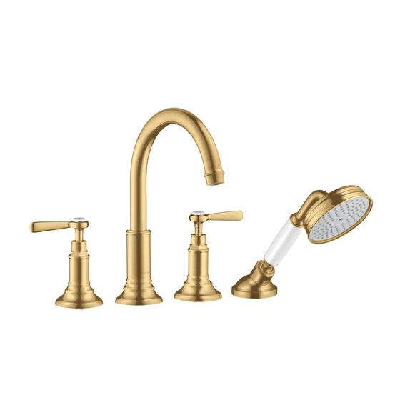Hansgrohe AXOR Montreux 4-Loch Fliesenrandarmatur, 21l/min, Hebelgriff, Brushed Gold Optic