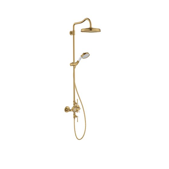 Hansgrohe AXOR Montreux Showerpipe, Thermostat, Kopfbrause 240mm, 14l/min, 1jet, DN 15, Brushed Gold Optic
