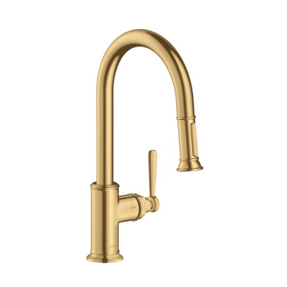 Hansgrohe AXOR Montreux Einhebel-Küchenmischer 180mm, 9l/min, Ausziehbrause, Brushed Gold Optic