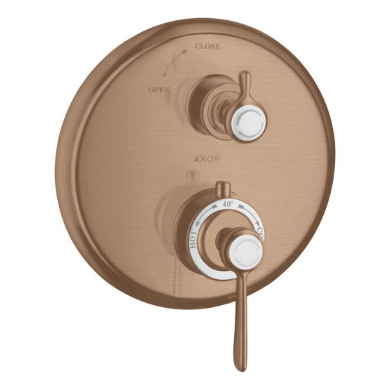 Hansgrohe AXOR Montreux Thermostat Unterputz, 25l/min, Hebelgriff, Absperrventil, Brushed Red Gold