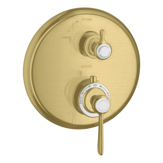 Hansgrohe AXOR Montreux Thermostat Unterputz, 25l/min, Hebelgriff, Absperrventil, Brushed Brass