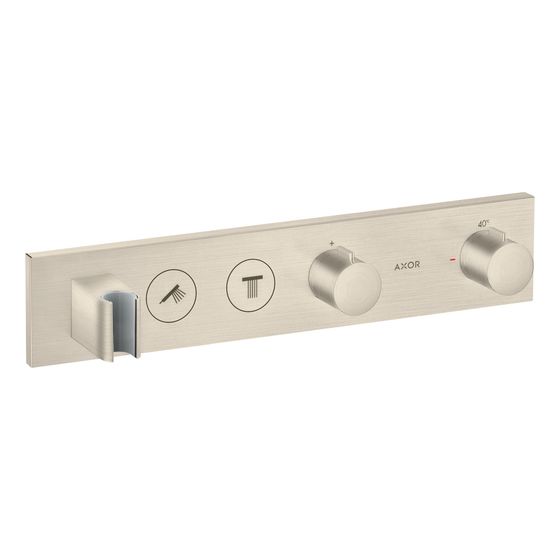 Hansgrohe AXOR ShowerSolutions Thermostatmodul Select 460x90mm, Unterputz für 2 Verbraucher, Brushed Nickel