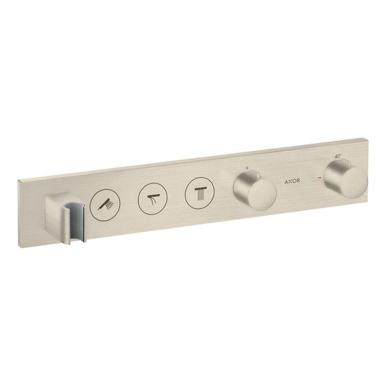 Hansgrohe AXOR ShowerSolutions Thermostatmodul Select 530x90mm, Unterputz für 3 Verbraucher, Brushed Nickel