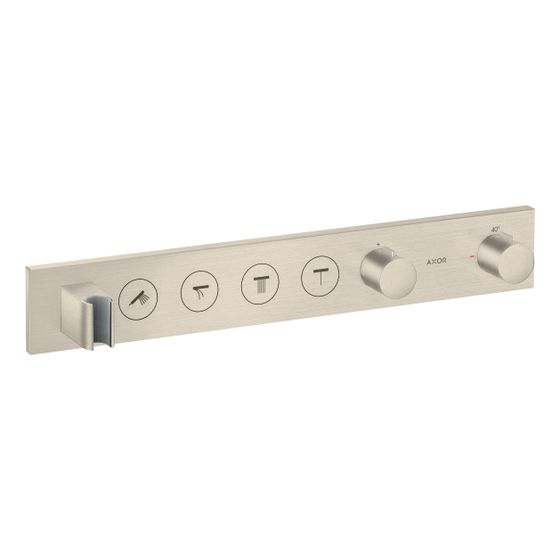 Hansgrohe AXOR ShowerSolutions Thermostatmodul Select 600x90mm, Unterputz für 4 Verbraucher, Brushed Nickel