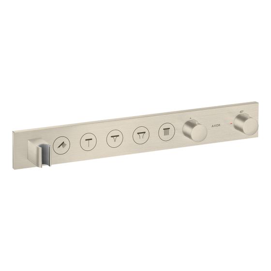Hansgrohe AXOR ShowerSolutions Thermostatmodul Select 670x90mm, Unterputz für 5 Verbraucher, Brushed Nickel
