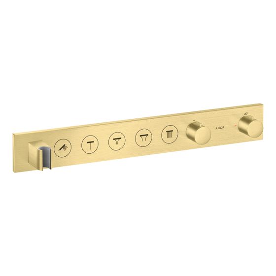 Hansgrohe AXOR ShowerSolutions Thermostatmodul Select 670x90mm, Unterputz für 5 Verbraucher, Brushed Brass