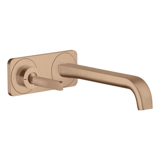 Hansgrohe AXOR Citterio E Einhebel-Waschtischmischer UP, Pin-Griff, Platte, Auslauf 221mm für Wandmontage, Brushed Red Gold