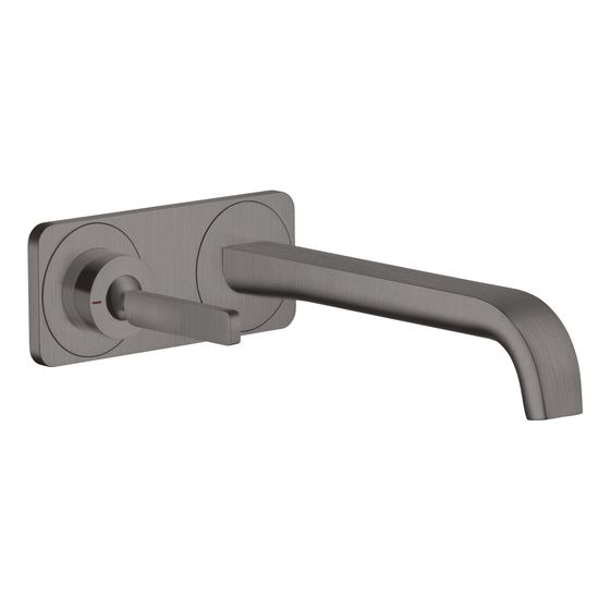 Hansgrohe AXOR Citterio E Einhebel-Waschtischmischer UP, Pin-Griff, Platte, Auslauf 221mm für Wandmontage, Brushed Black Chrome