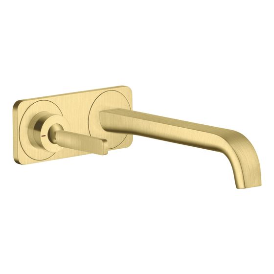 Hansgrohe AXOR Citterio E Einhebel-Waschtischmischer UP, Pin-Griff, Platte, Auslauf 221mm für Wandmontage, Brushed Brass