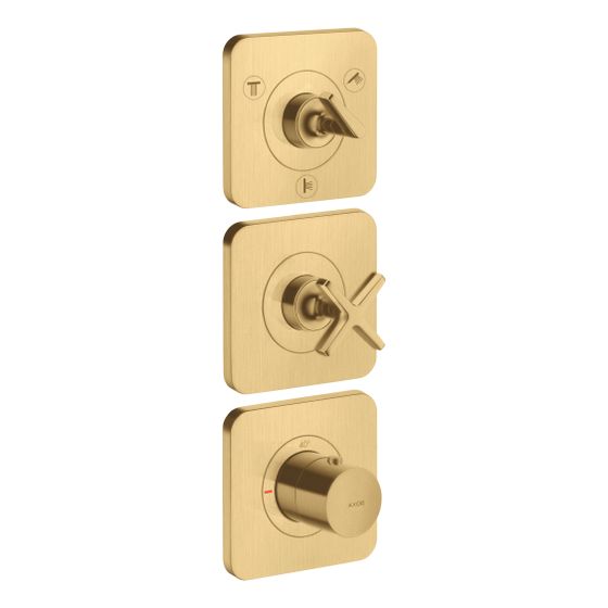 Hansgrohe AXOR Citterio E Thermostatmodul 380x120mm, UP, DN 20, für 3 Verbraucher, Rosetten, Brushed Gold Optic