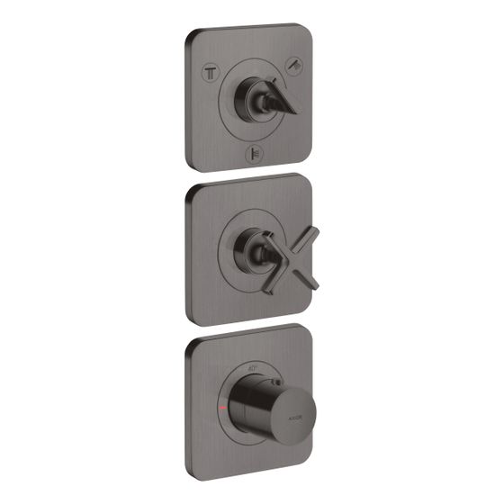 Hansgrohe AXOR Citterio E Thermostatmodul 380x120mm, UP, DN 20, für 3 Verbraucher, Rosetten, Brushed Black Chrome
