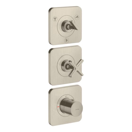 Hansgrohe AXOR Citterio E Thermostatmodul 380x120mm, UP, DN 20, für 3 Verbraucher, Rosetten, Brushed Nickel
