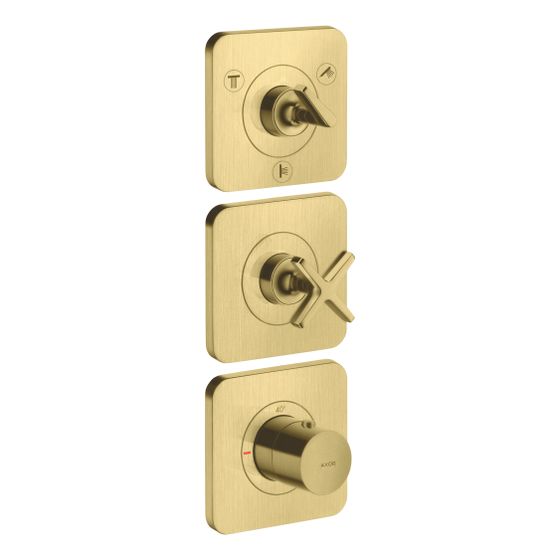 Hansgrohe AXOR Citterio E Thermostatmodul 380x120mm, UP, DN 20, für 3 Verbraucher, Rosetten, Brushed Brass