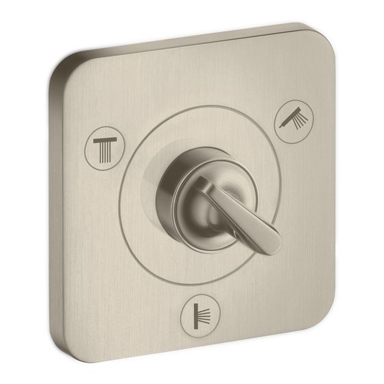 Hansgrohe AXOR Ab- und Umstellventil Citterio E Trio, Quattro 120x120mm, UP, DN 15, Brushed Nickel