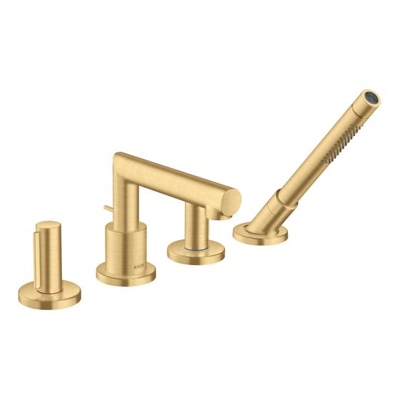 Hansgrohe AXOR Uno 4-Loch Wannenrandarmatur, 22l/min, Zerogriffen, Brushed Gold Optic