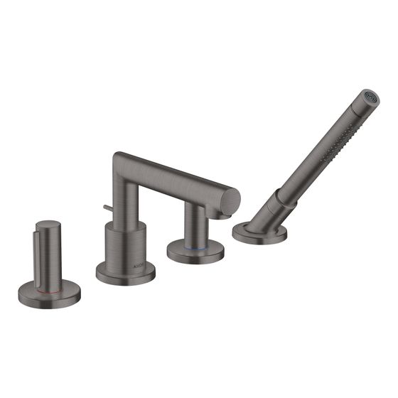 Hansgrohe AXOR Uno 4-Loch Wannenrandarmatur, 22l/min, Zerogriffen, Brushed Black Chrome
