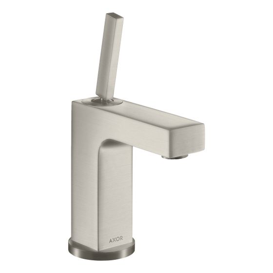 Hansgrohe AXOR Citterio Einhebel-Waschtischmischer 110mm, 5l/min, Pin-Griff, Zugstangen-Ablaufgarnitur, Edelstahl Optic