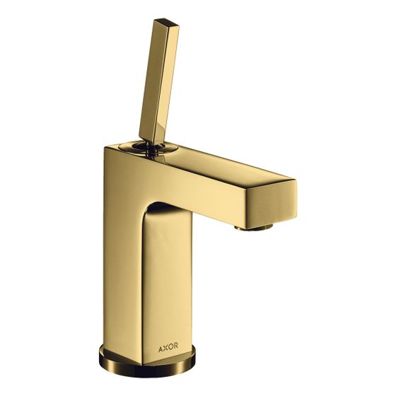 Hansgrohe AXOR Citterio Einhebel-Waschtischmischer 110mm, 5l/min, Pin-Griff, Zugstangen-Ablaufgarnitur, Polished Gold Optic