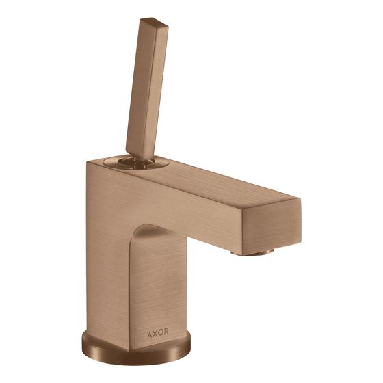 Hansgrohe AXOR Citterio Einhebel-Waschtischmischer 80mm, 5l/min, Pin-Griff für HWB, Zugstangen-Ablaufgarnitur, Brushed Red Gold