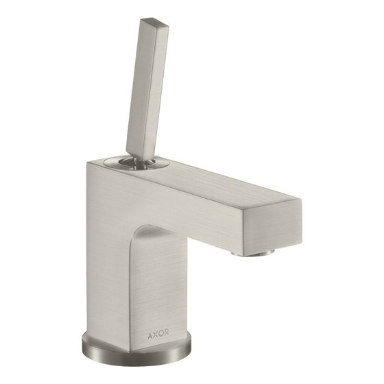 Hansgrohe AXOR Citterio Einhebel-Waschtischmischer 80mm, 5l/min, Pin-Griff für HWB, Zugstangen-Ablaufgarnitur, Edelstahl Optic