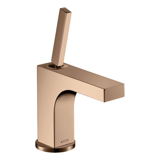 Hansgrohe AXOR Citterio Einhebel-Waschtischmischer 90mm 5l/min, Pin-Griff für HWB, Zugstangen-Ablaufgarnitur, Polished Red Gold