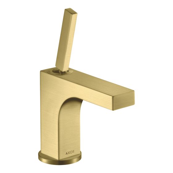 Hansgrohe AXOR Citterio Einhebel-Waschtischmischer 90mm, 5l/min, Pin-Griff für HWB, Zugstangen-Ablaufgarnitur, Brushed Brass